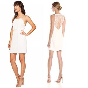 Kensie Ivory Lace Cut Out Back Mini Dress